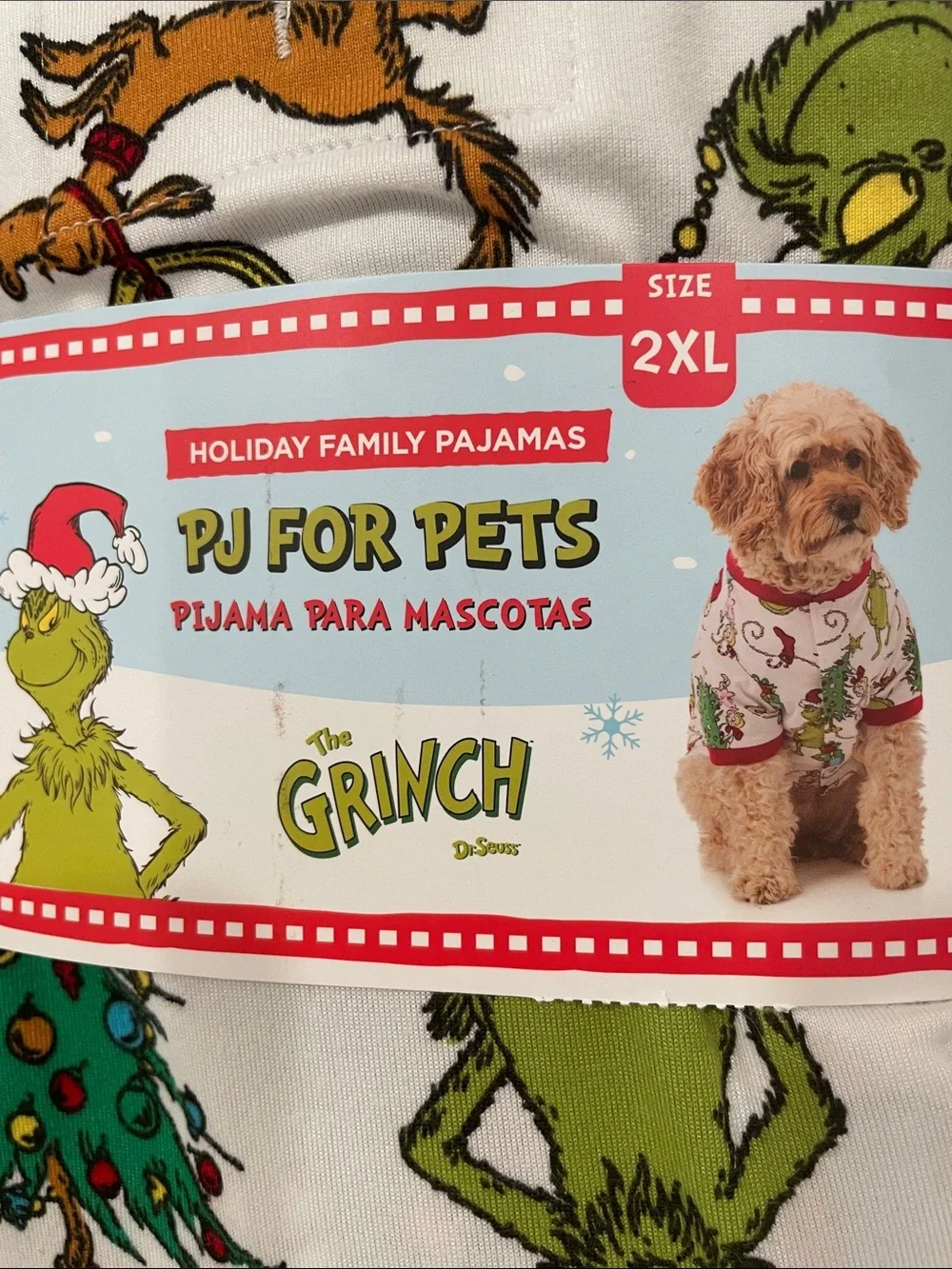 The Grinch Holiday PJ for Pets - White & Green Pattern